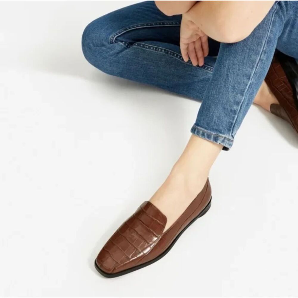 Everlane The 90's Croc-Embossed Loafer - Brown 8.5